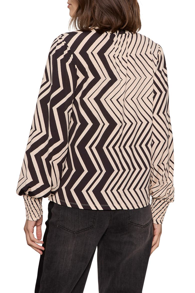 Mixed Print Top, Alternate, color, FROST WHITE