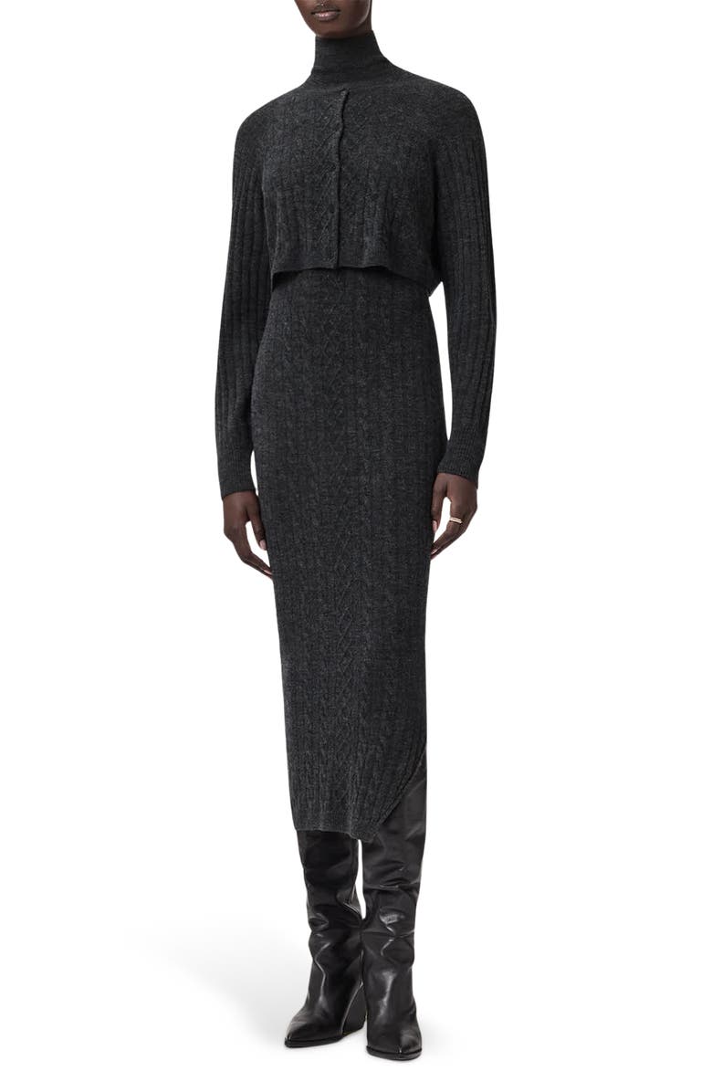 AllSaints Sabine Cardigan & Dress, Main, color,
