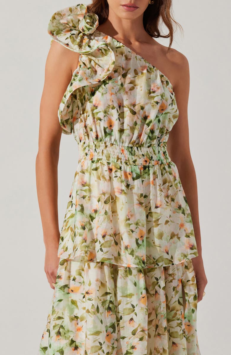 ASTR the Label Imelda Floral One-Shoulder Dress, Alternate, color, Green Floral