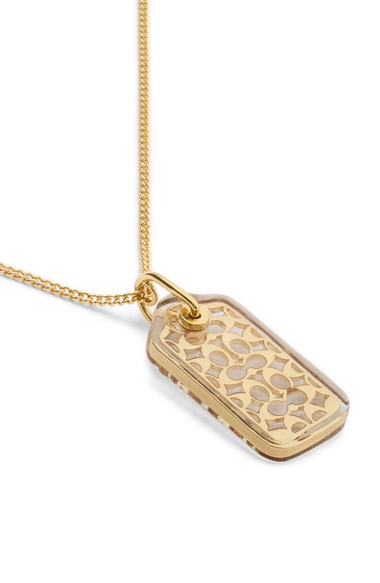 COACH Lucite Hangtag Pendant Necklace, Alternate, color, Gold