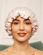 SILKSILKY Pure Silk Double Layer Bonnet with Ribbon