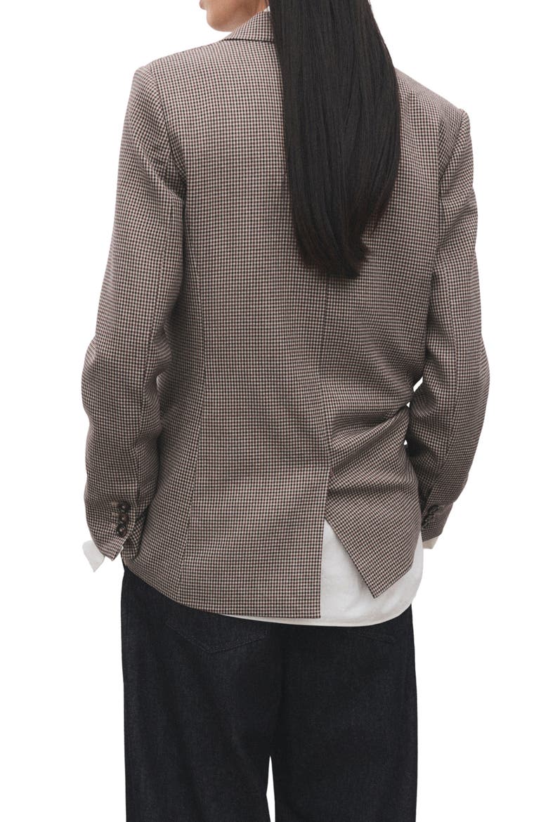 Houndstooth Microcheck Double Breasted Blazer, Alternate, color, BURGUNDY
