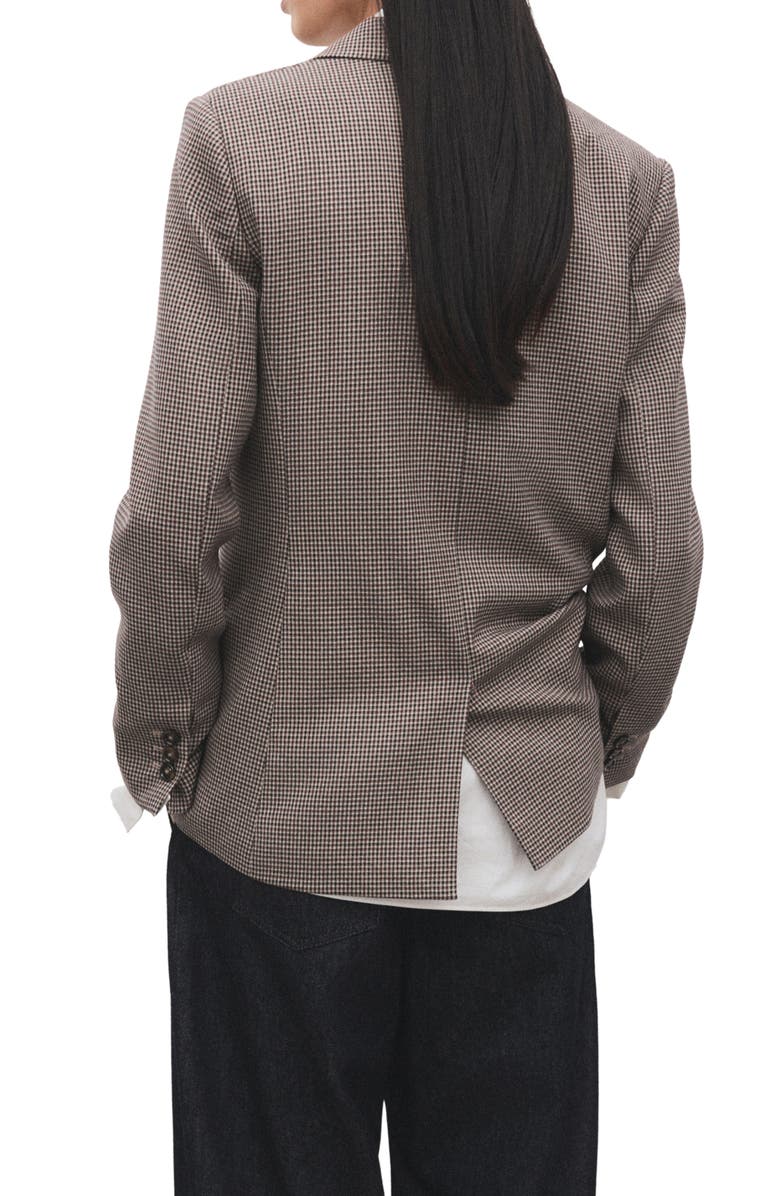 MANGO Charlotte Houndstooth Microcheck Double Breasted Blazer, Alternate, color, Burgundy