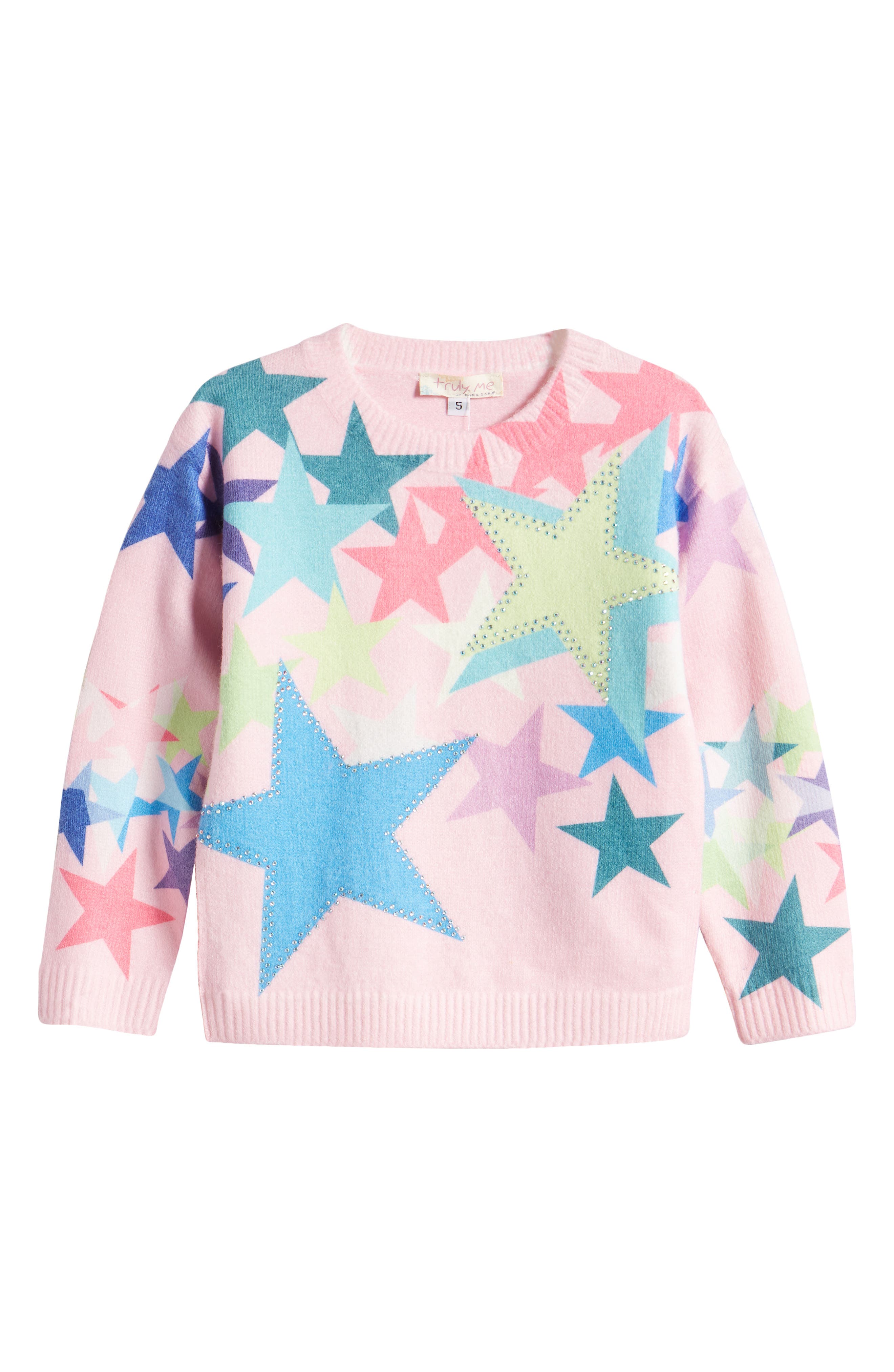 Ladies Time Sign Truly Me Kids' Star Embellished Crewneck Sweater (Women) | Nordstromrack