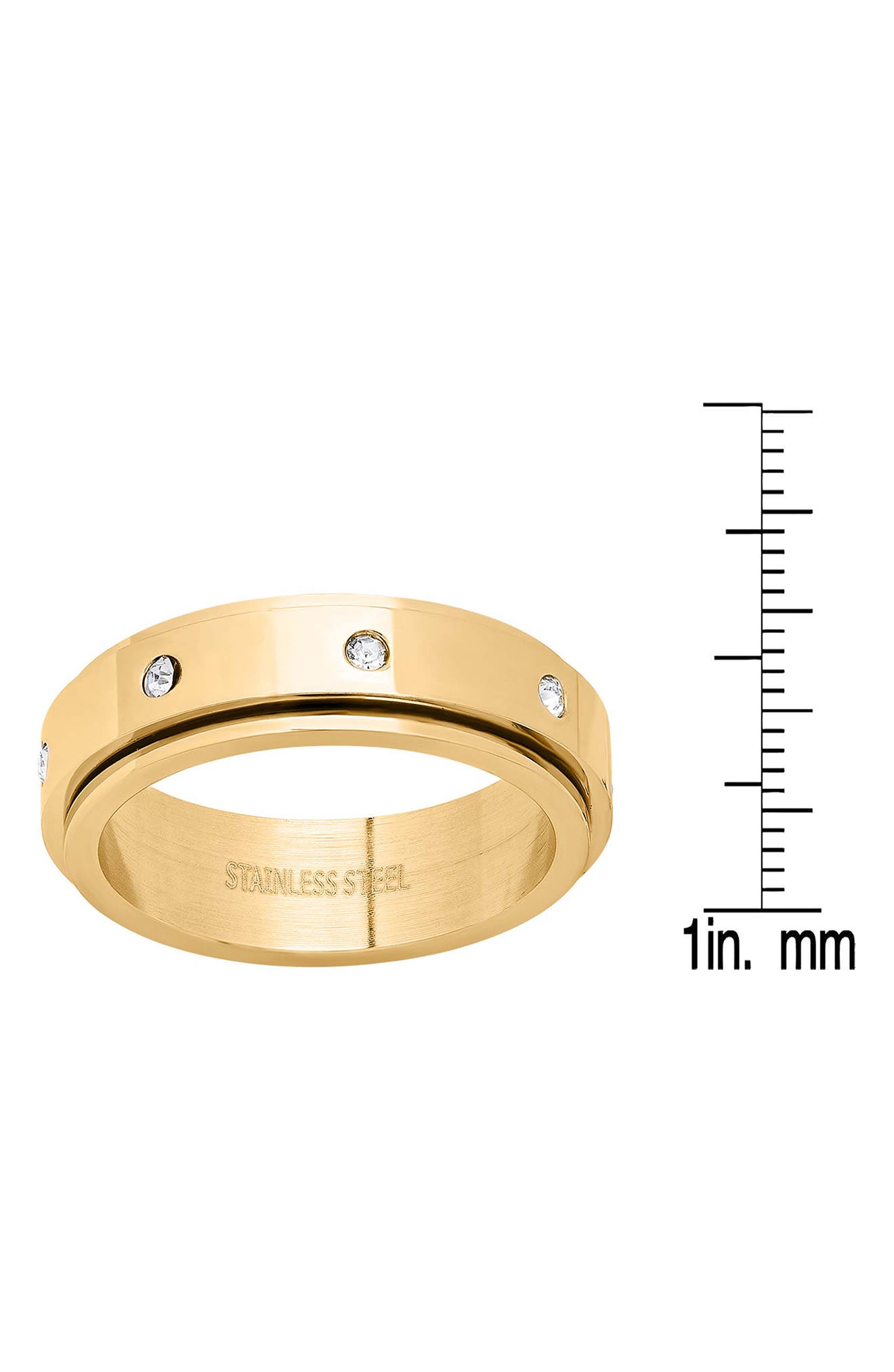 STEELTIME Men's 18k Gold Plated Crystal Spinner Ring (Men) | Nordstromrack