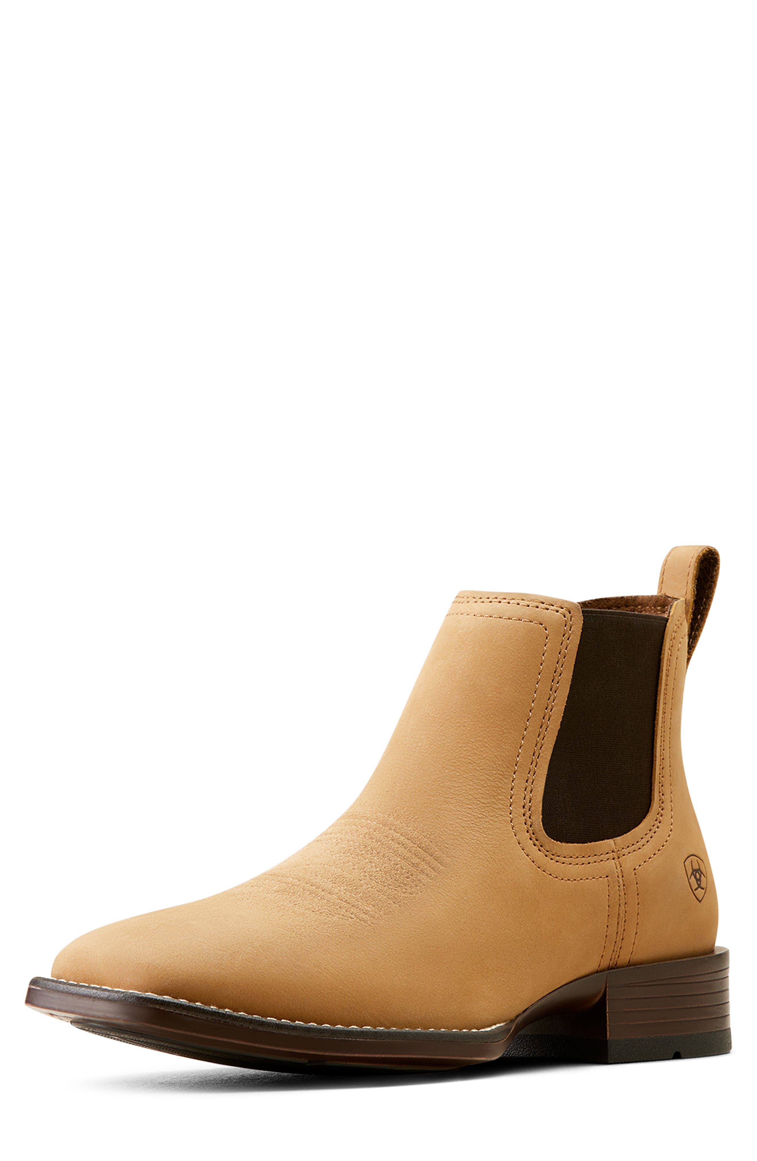 Booker Ultra Square Toe Western Chelsea Boot, Alternate, color, ALMOND BROWN