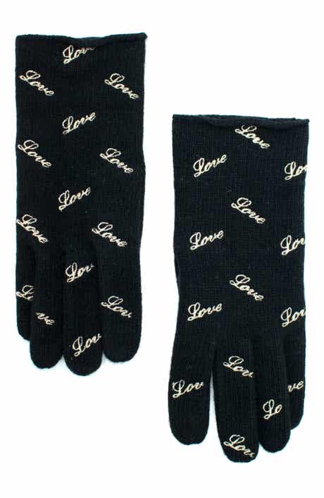 Love Embroidered Cashmere Gloves