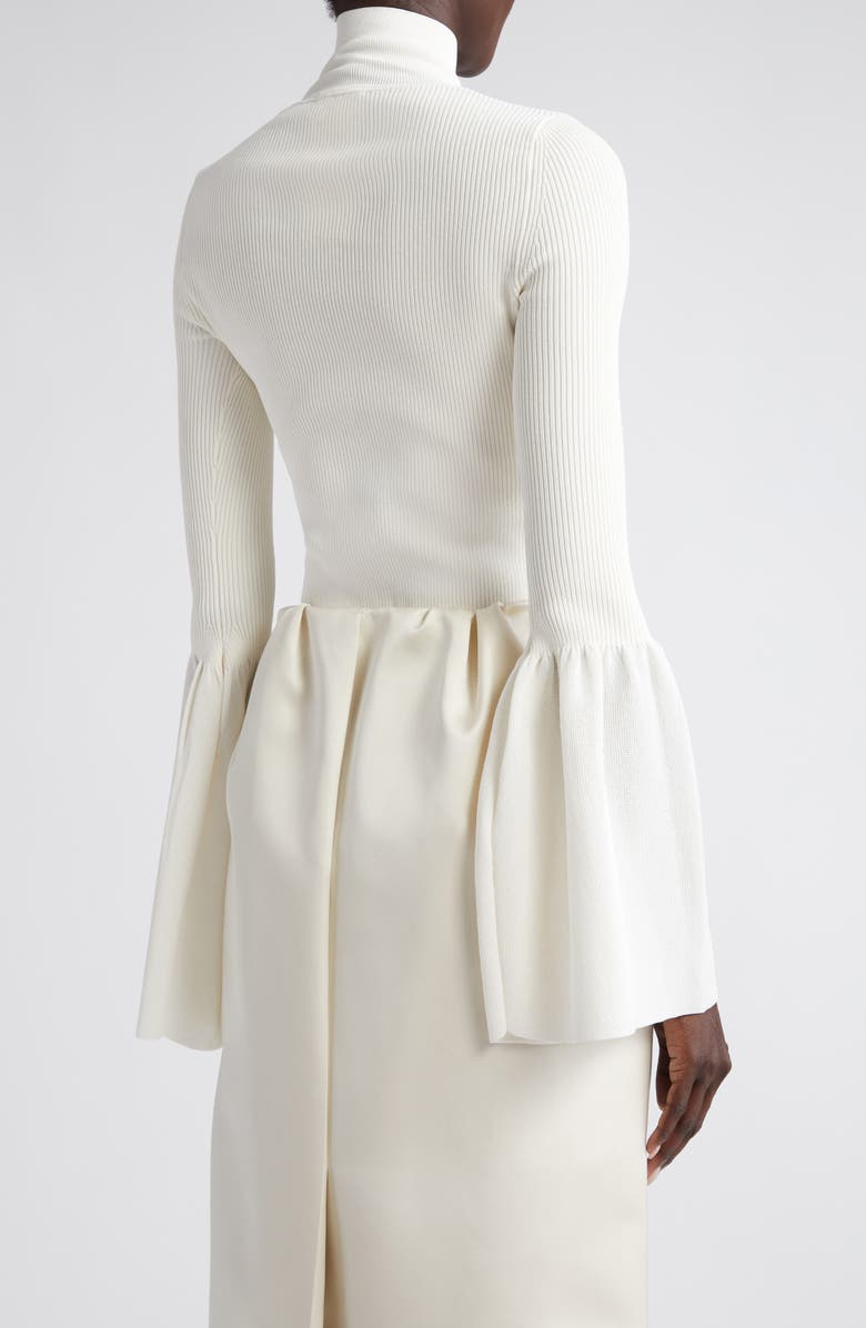 Altuzarra Dana Bell Sleeve Rib Turtleneck Sweater, Alternate, color, Natural White