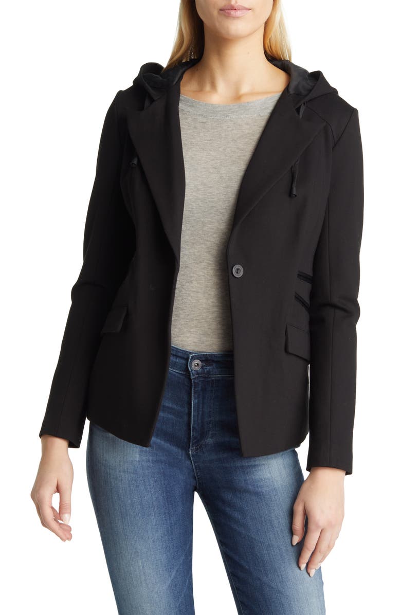 Blanc Noir Gayatri Hooded Blazer Jacket, Main, color,