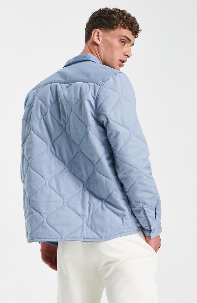 Topman Quilted Button-Up Shirt Jacket, Alternate, color, 