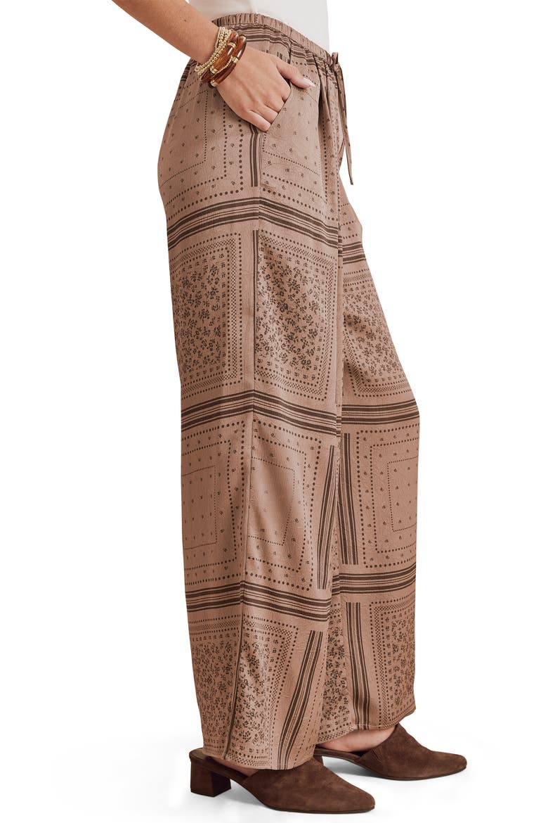 Valerie Print Tie Waist Wide Leg Pants, Alternate, color, TAUPE