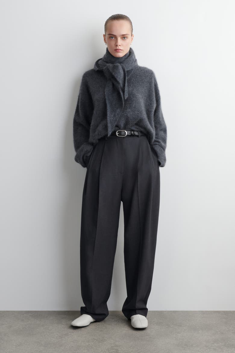 Brushed-cashmere Crew-neck Jumper, Alternate, color, DARK GRAY