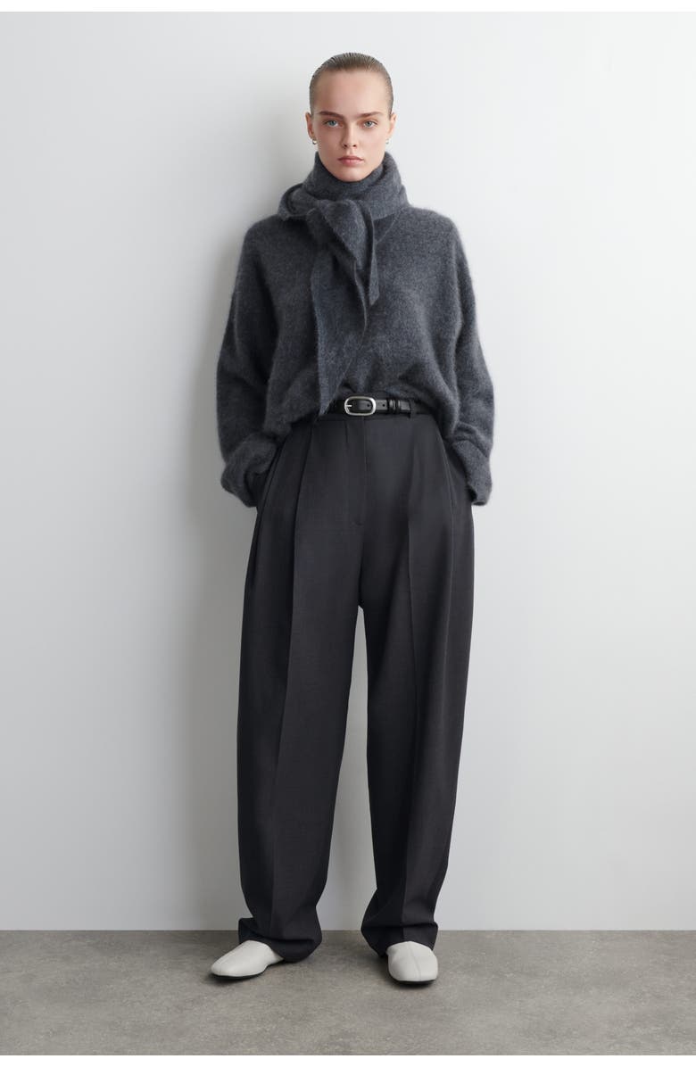 COS Brushed-cashmere Crew-neck Jumper, Alternate, color, Dark Gray