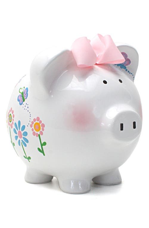 Child To Cherish Flutterfly Ceramic Piggy Bank In Gray