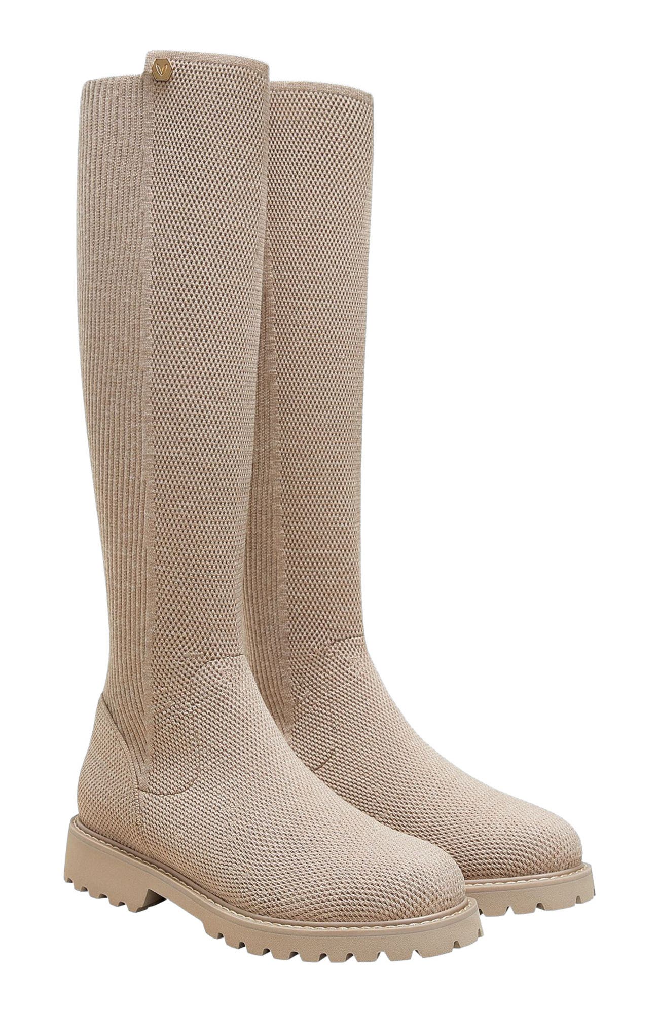 VIVAIA Round-Toe Stretchy Wool Knee-High Boots, Alternate, color, Warm Taupe