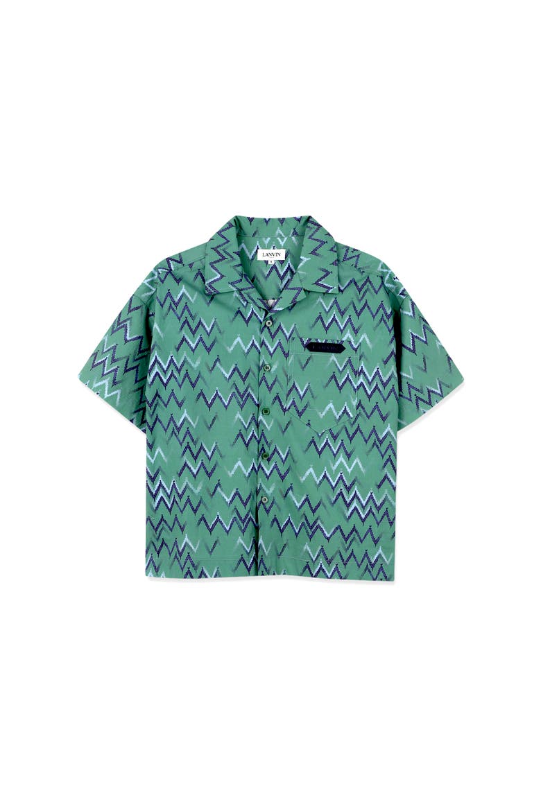 Kids Oversized Printed Cotton Shirt, Main, color, Jade