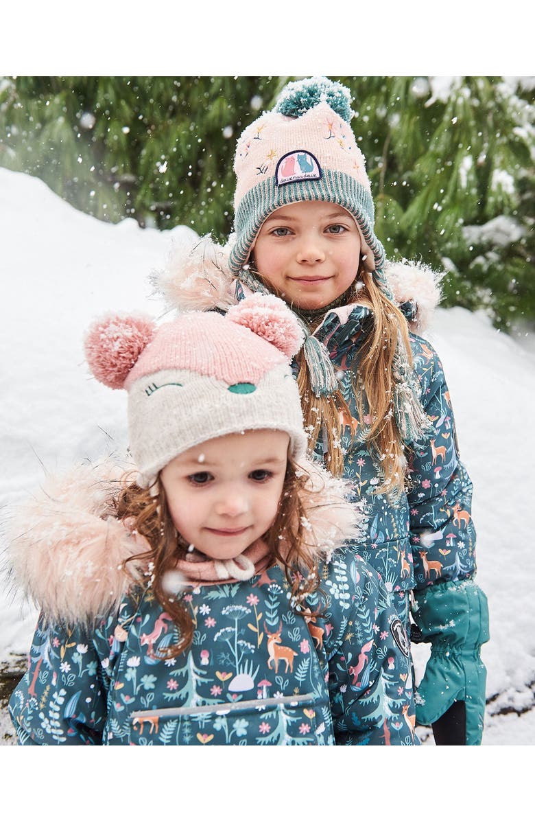 Deux par Deux Baby Girl's Peruvian Knit Hat Light Pink, Sage Green And Flowers, Alternate, color,