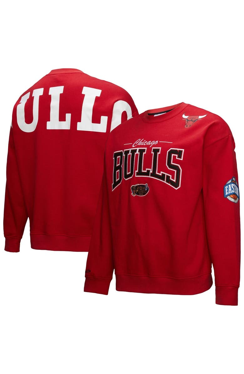 Mitchell & Ness Men's Mitchell & Ness Red Chicago Bulls Hardwood Classics There & Back 2.0 Vintage Pullover Sweatshirt, Main, color, 