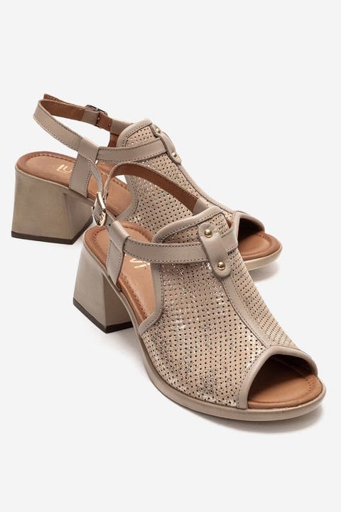 Janelle Leather Block Heel Sandal