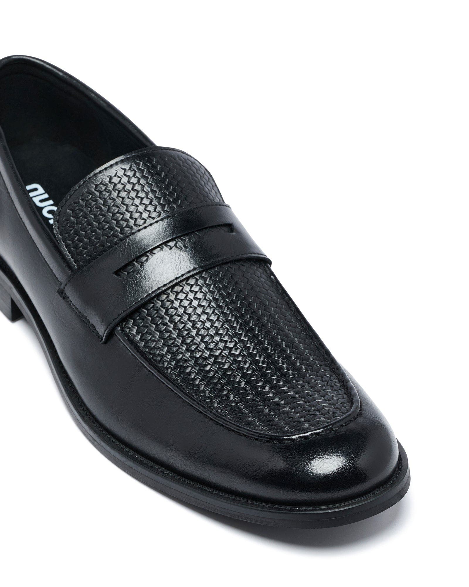 Uncut CLARKE Round Toe Penny Loafer, Alternate, color, Black Pu