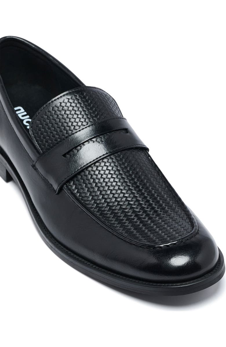 Uncut CLARKE Round Toe Penny Loafer, Alternate, color, Black Pu