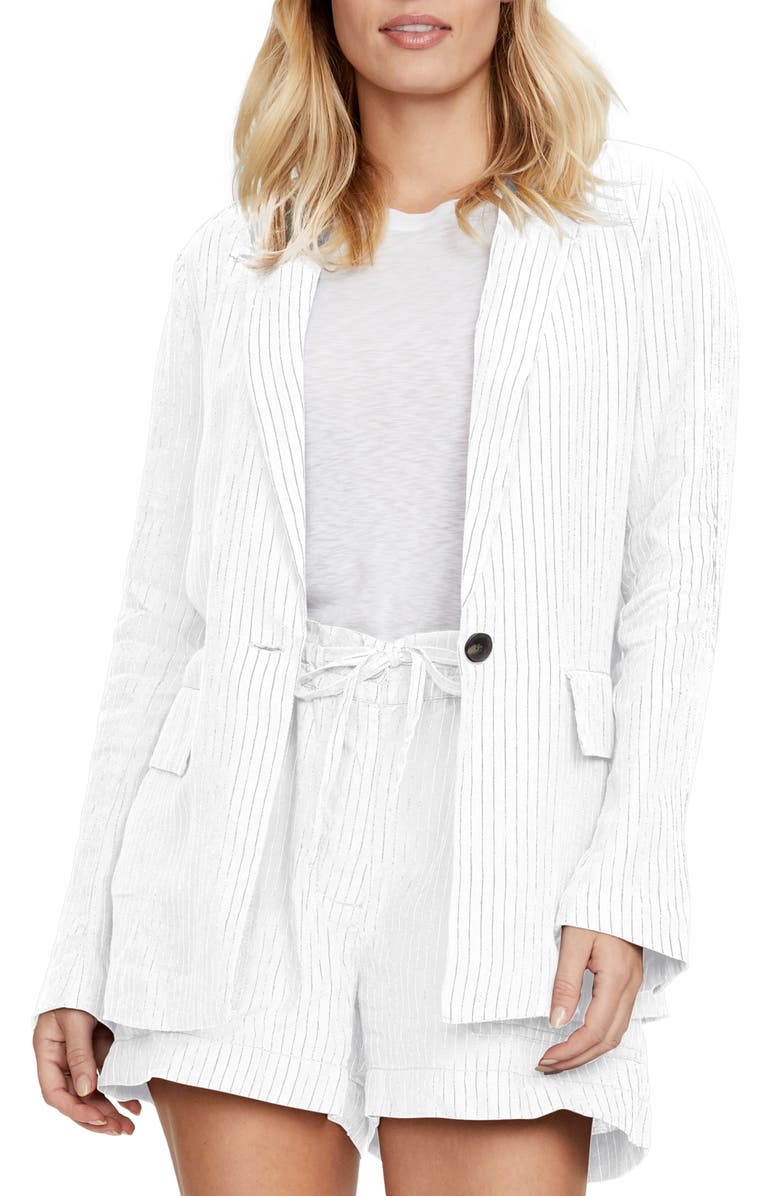 Michael Stars Lottie Pinstripe Linen Blazer, Main, color, 