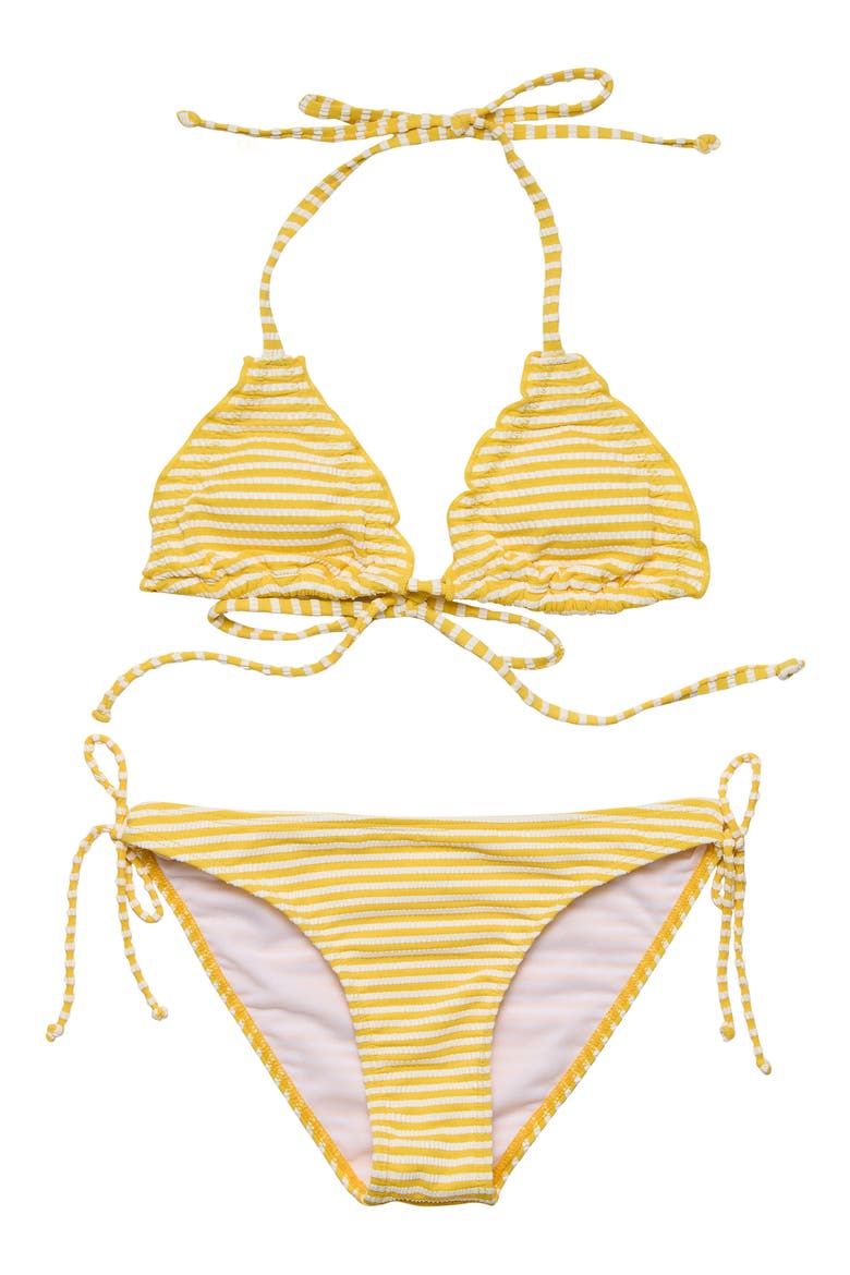 Kids' Sunshine Stripe Triangle Two-Piece Swimsuit, Main, color, YELLOW
