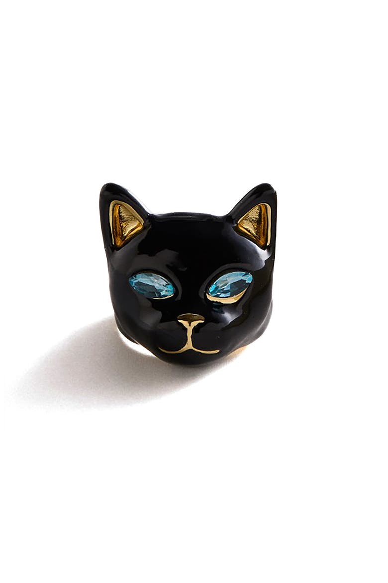 Nine Lives Black Cat Ring, Main, color, BLACK