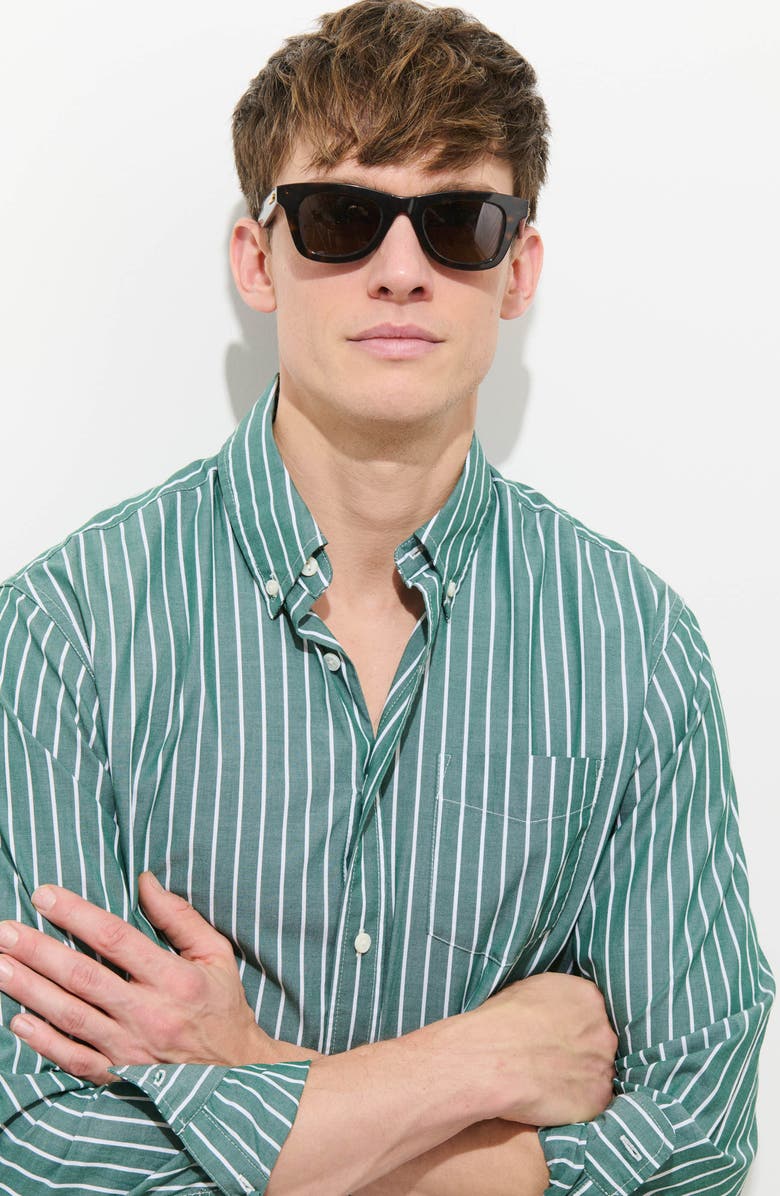 Alex Mill Mill Thing Stripe Button-Down Shirt, Alternate, color, Cypress / Ivory