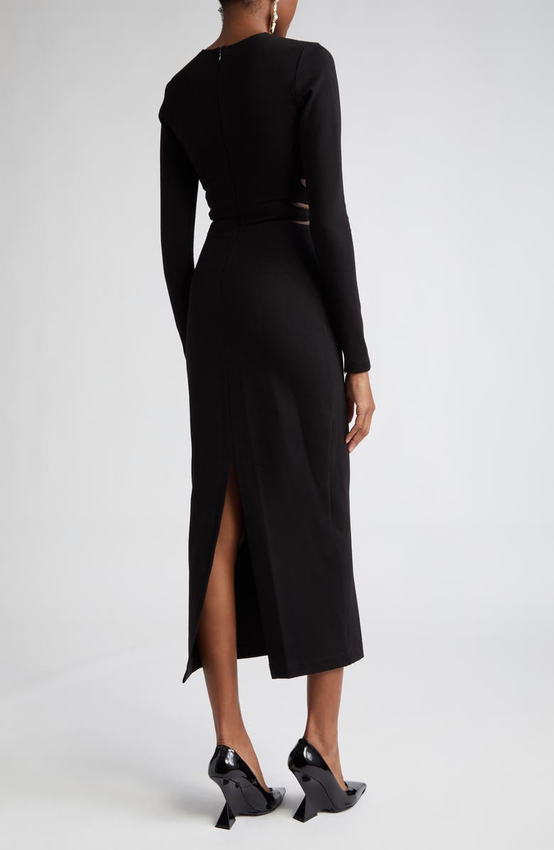 Area Crystal Claw Cutout Long Sleeve Ponte Knit Gown, Alternate, color, 