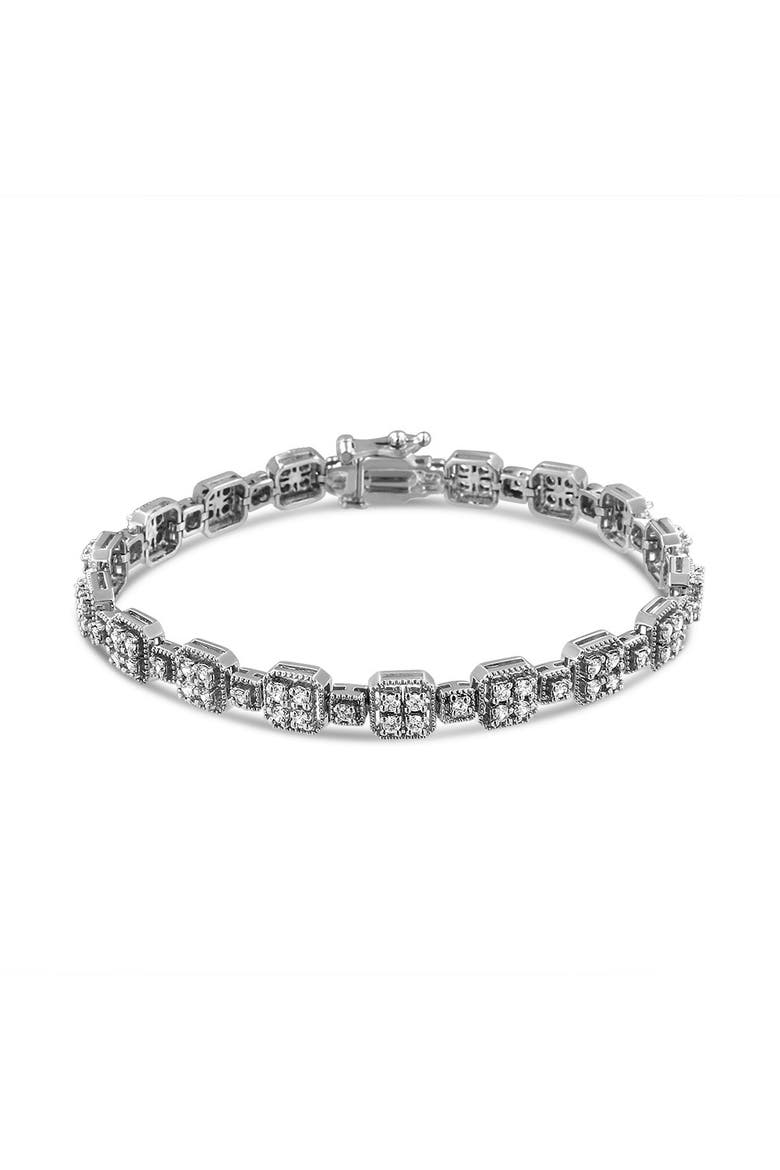 10K White Gold 2.0 Cttw Diamond Square Link Bracelet, Alternate, color, White