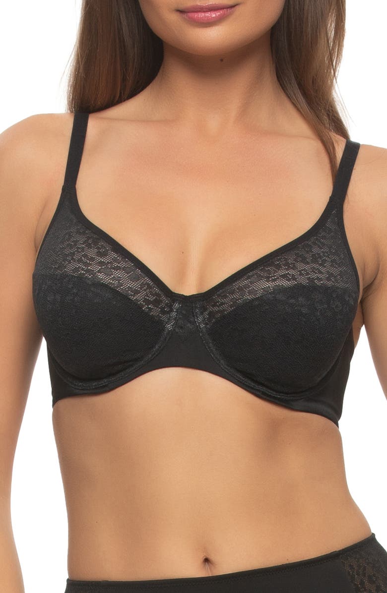 Felina Prima Unlined Underwire Bra, Main, color, Black