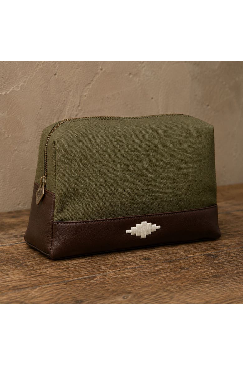 Afeite Leather Dopp Kit, Alternate, color, Brown/Forest/Cream