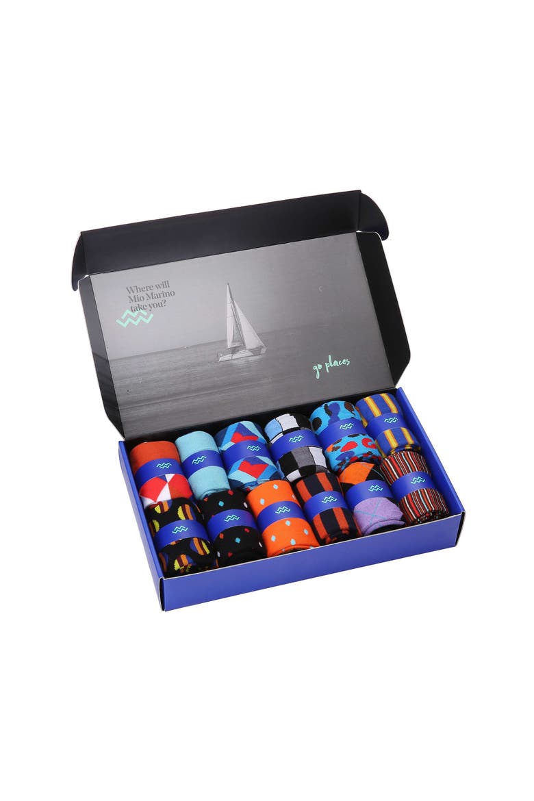 Fashion Patterned Cotton Blend Dress Socks 12-Pack Gift Set, Alternate, color, Modern Ensemble