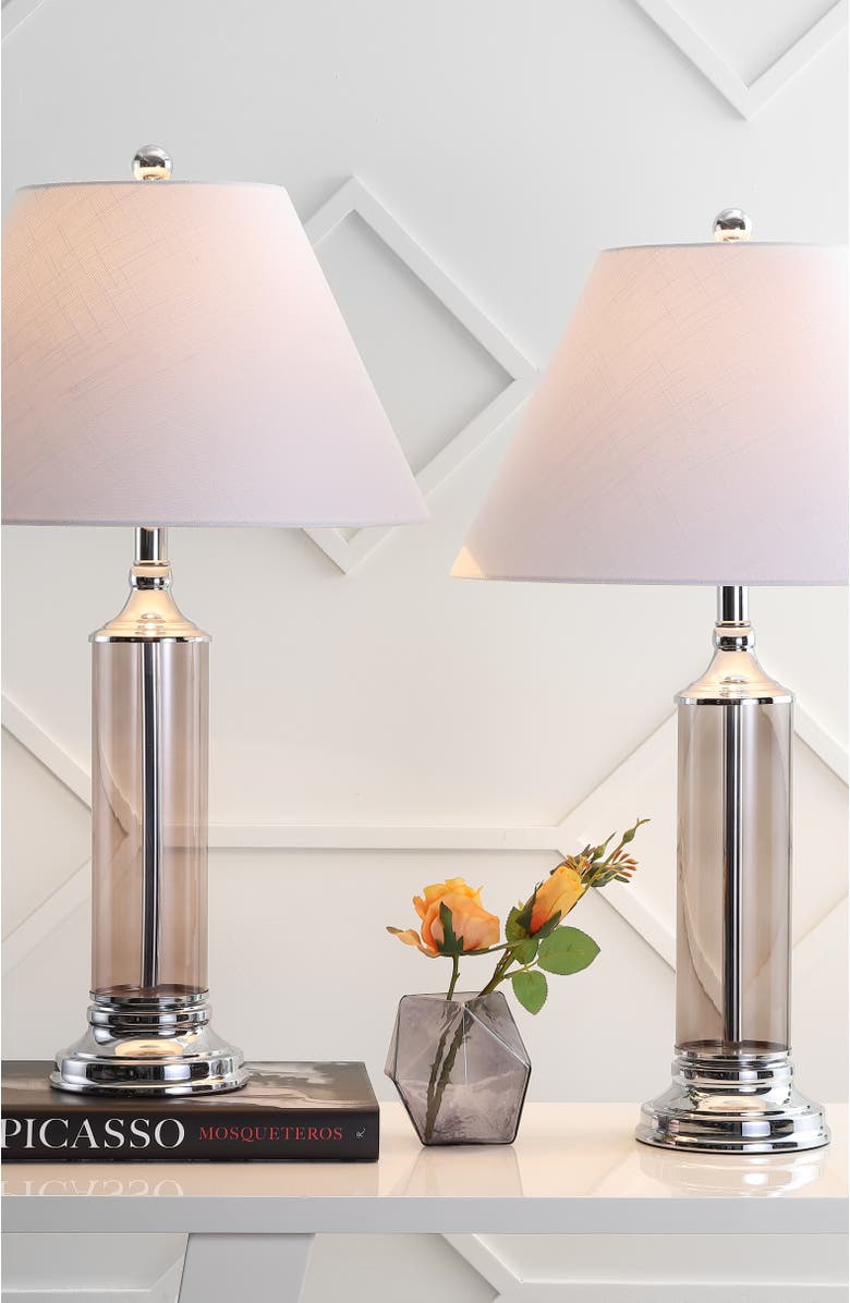 JONATHAN Y Astor 29" Glass LED Table Lamp, Alternate, color, Smoked Gray