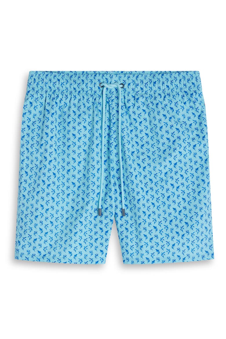 Kai Dolphin Print Swim Trunks, Alternate, color, AQUA