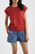 CITY BLUES Mixed Media Drawstring T-Shirt