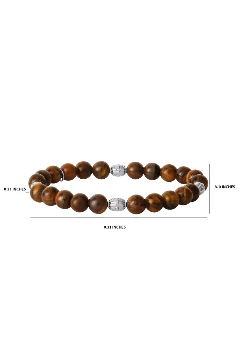 Tigers Eye Beaded Elastic Bracelet, Alternate, color, brown