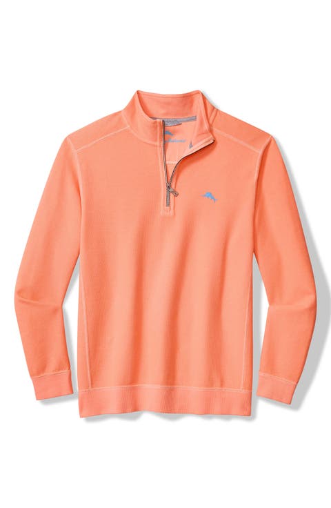 Montego Bay Textured Cotton & Lyocell Half Zip Pullover