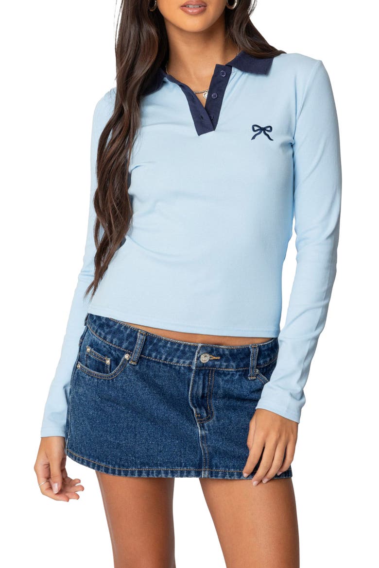 Contrast Trim Stretch Cotton Polo, Main, color, LIGHT-BLUE
