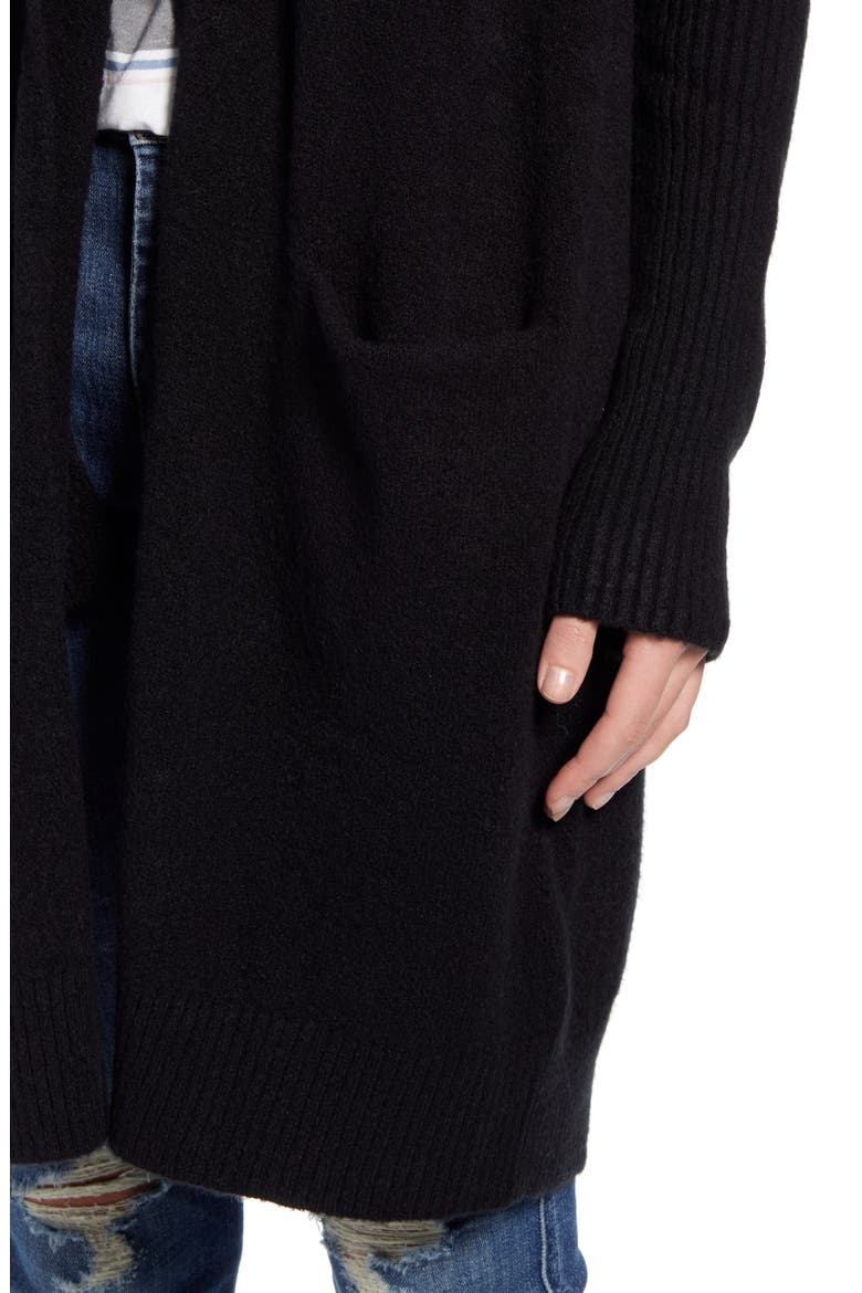 Rib Knit Detail Cardigan, Alternate, color, BLACK