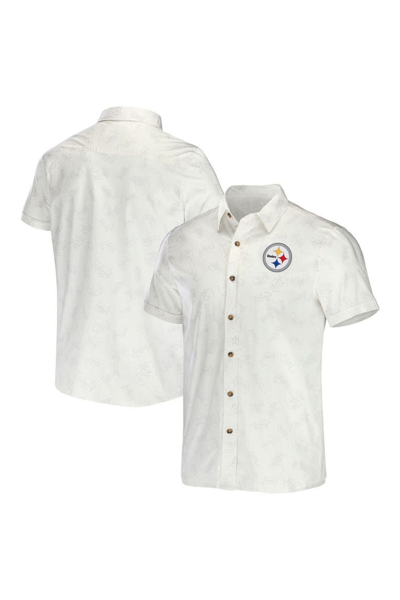 Men's NFL x Darius Rucker Collection by Fanatics White Pittsburgh Steelers Woven Button-Up T-Shirt, Main, color, White
