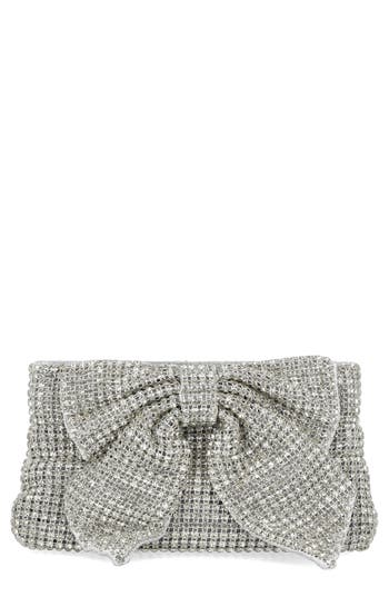 Jessica Mcclintock Bianca Bow Clutch In Silver