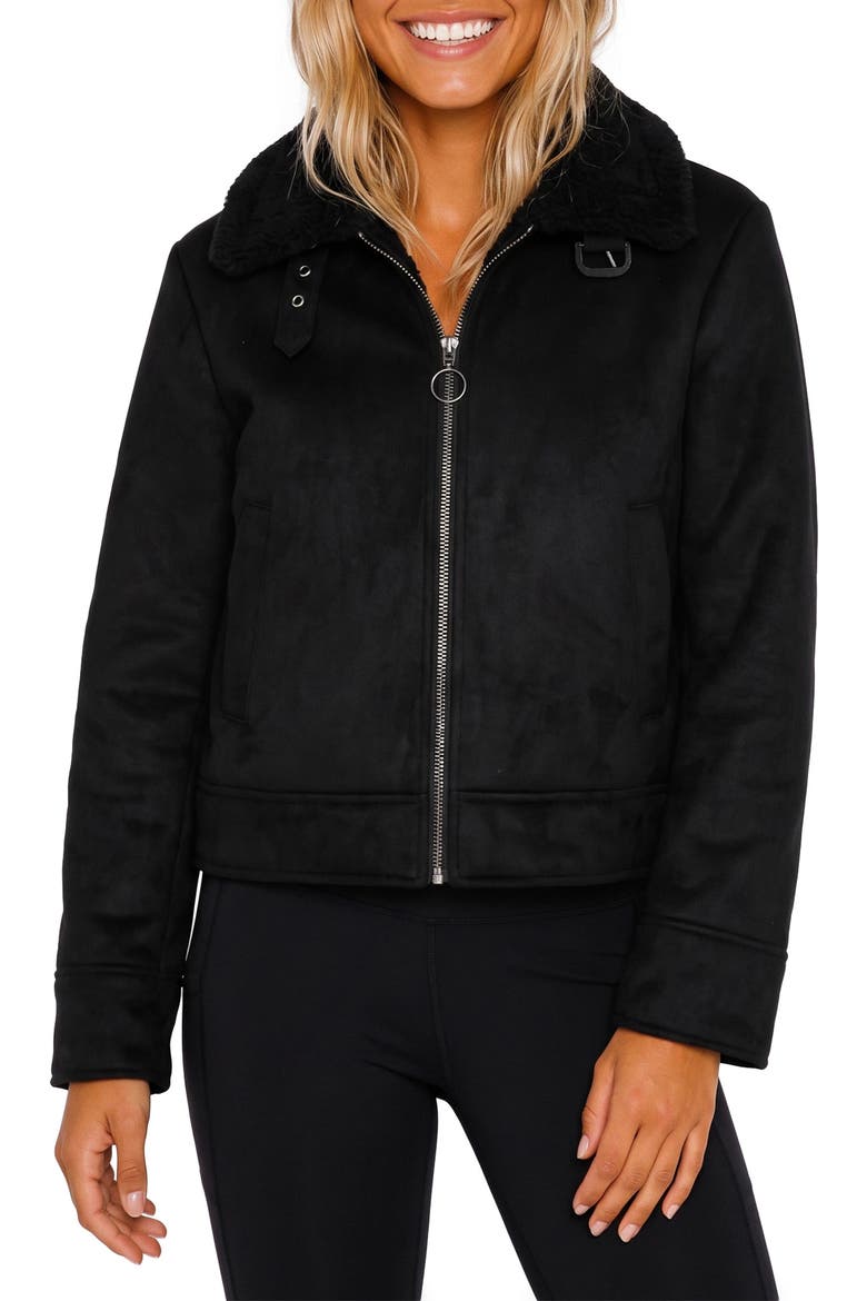 Megan Faux Fur Jacket, Main, color, BLACK