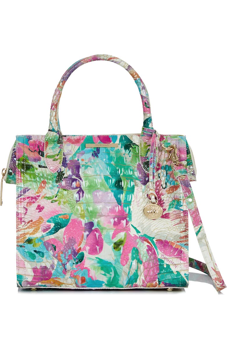 Brahmin Small Caroline Croc Embossed Leather Satchel, Alternate, color,