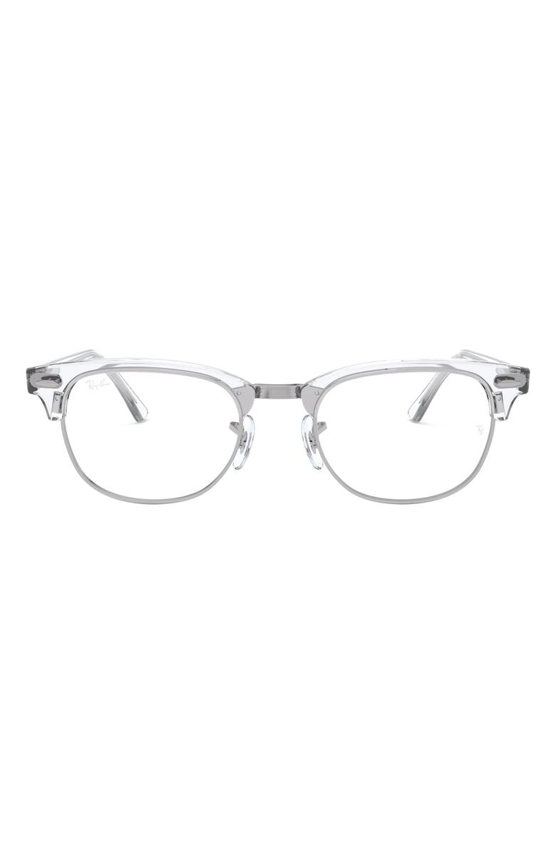 Ray-Ban 53mm Square Clubmaster Optical Glasses, Main, color, White