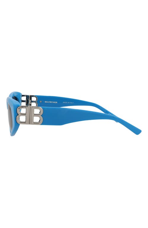 Balenciaga Rectangle-frame Tinted Sunglases In Light Blue Silver Grey