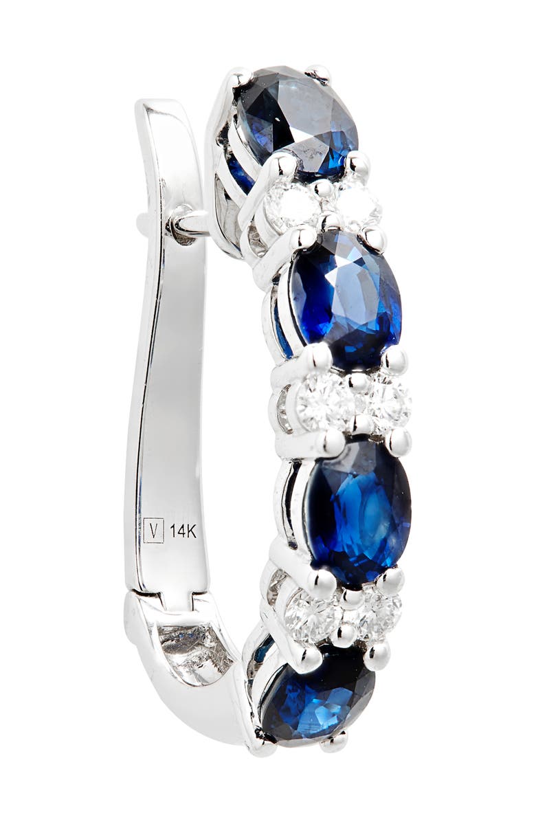 VALANI ATELIER Alternating Sapphire & Diamond Hoop Earrings, Alternate, color, 14K White Gold