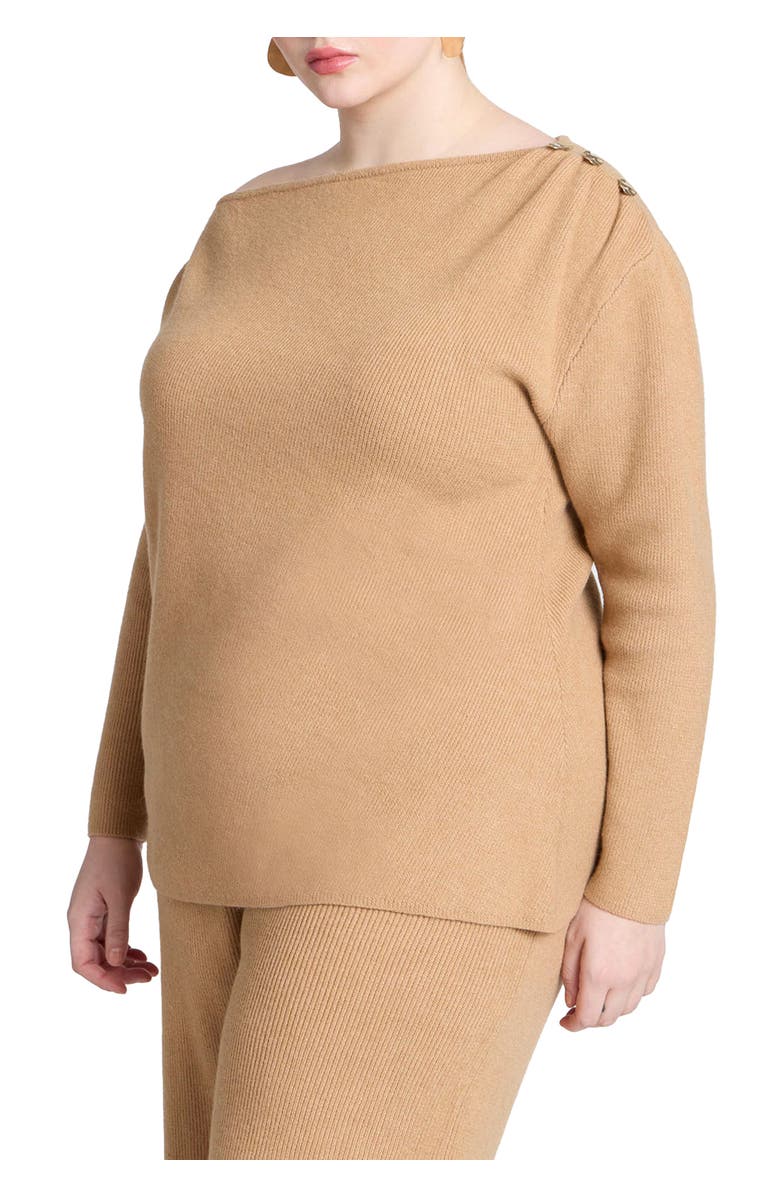 ELOQUII Asym Sweater With Hardware Detail, Main, color, 