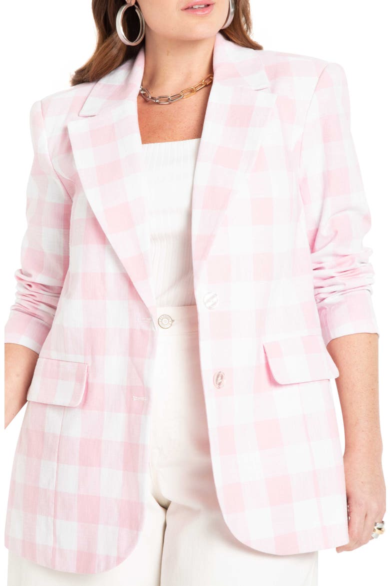 Oversize Plaid Cotton Blazer, Main, color, NOSEGAY/ SOFT WHITE PLAID